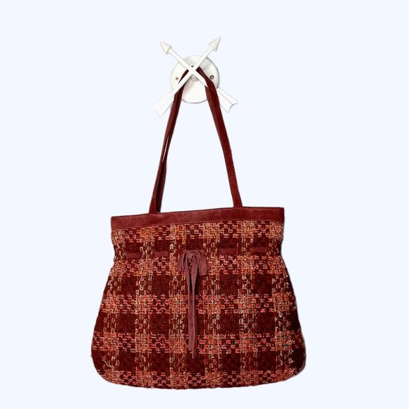 VERA BRADLEY • tweed wool and suede shoulder bag purse women's retro vintage - Picture 1 of 10